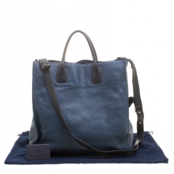 Prada Blue/Black Leather Tote