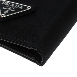 Prada Black Nylon Continental Wallet