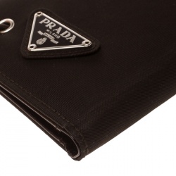 Prada Dark Brown Nylon Continental Wallet