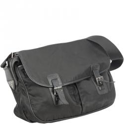 Pre Owned Prada Black Tessuto Nylon Messenger Bag