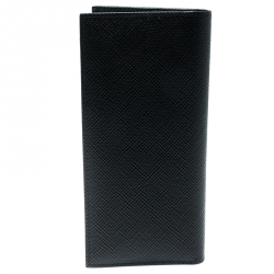 Pre Owned Prada Black Leather Bi Fold Card Holder