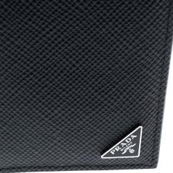 Pre Owned Prada Black Leather Bi Fold Card Holder