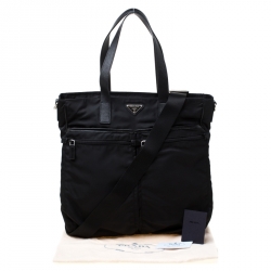 Prada Black Nylon and Leather Multipocket Tote