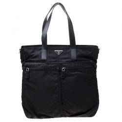 Prada Black Nylon and Leather Multipocket Tote