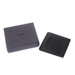 Prada Black Nylon Portafoglio Bifold Wallet