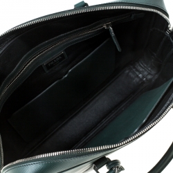 Pre Owned Prada Dark Green Leather Classic Laptop Bag