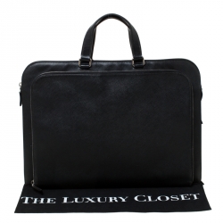 Pre Owned Prada Black Saffiano Leather Briefcase Laptop Bag