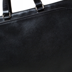 Pre Owned Prada Black Saffiano Leather Briefcase Laptop Bag