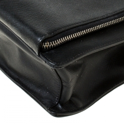 Pre Owned Prada Black Saffiano Leather Briefcase Laptop Bag