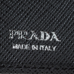 Prada Dark Grey Saffiano Leather Trifold Wallet