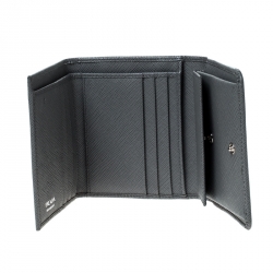 Prada Dark Grey Saffiano Leather Trifold Wallet