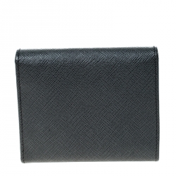 Prada Dark Grey Saffiano Leather Trifold Wallet