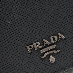 Prada Dark Grey Saffiano Leather Trifold Wallet