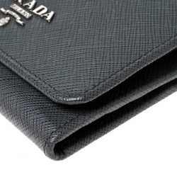 Prada Dark Grey Saffiano Leather Trifold Wallet