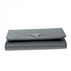 Prada Dark Grey Saffiano Leather Trifold Wallet