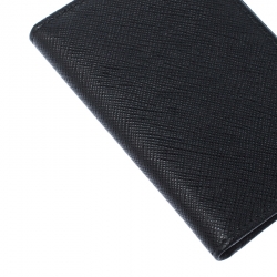 Pre Owned Prada Black Saffiano Lux Leather Bifold Card Holder