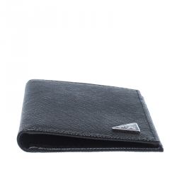 Pre Owned Prada Black Saffiano Lux Leather Bifold Card Holder