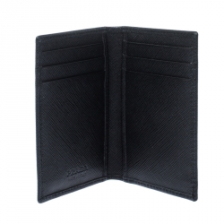 Pre Owned Prada Black Saffiano Lux Leather Bifold Card Holder