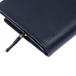 Pre Owned Prada Navy Blue Saffiano Leather Bifold Long Wallet
