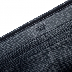 Pre Owned Prada Navy Blue Saffiano Leather Bifold Long Wallet