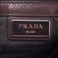 Prada Dark Brown Leather Push Lock Flap Messenger Bag