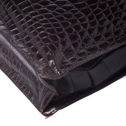 Prada Dark Brown Crocodile Briefcase   