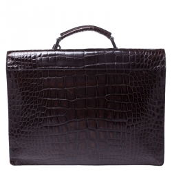 Prada Dark Brown Crocodile Briefcase   