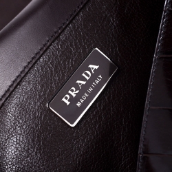 Prada Dark Brown Crocodile Briefcase   