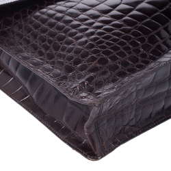 Prada Dark Brown Crocodile Briefcase   