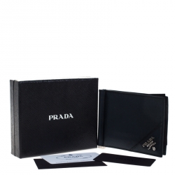 Prada Navy Blue Leather Money Clip Wallet