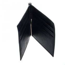 Prada Navy Blue Leather Money Clip Wallet