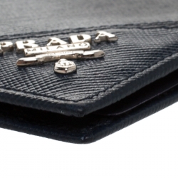 Prada Navy Blue Leather Money Clip Wallet