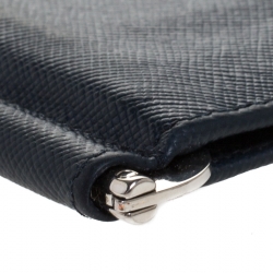 Prada Navy Blue Leather Money Clip Wallet