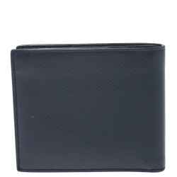 Pre Owned Prada Navy Blue Saffiano Leather Bifold Wallet