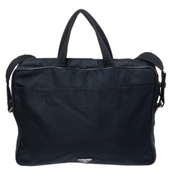 Pre Owned Prada Dark Blue Nylon Laptop Bag