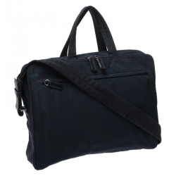 Pre Owned Prada Dark Blue Nylon Laptop Bag