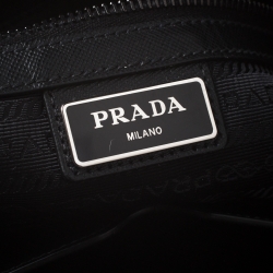 Prada Black Nylon and Leather Zip Messenger Bag