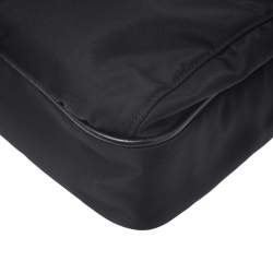 Prada Black Nylon and Leather Zip Messenger Bag