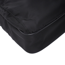 Prada Black Nylon and Leather Zip Messenger Bag