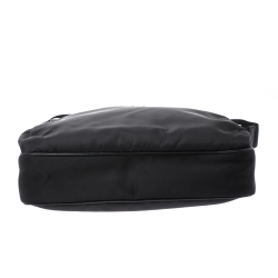 Prada Black Nylon and Leather Zip Messenger Bag