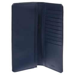 Prada Blue Saffiano Lux Leather Continental Wallet