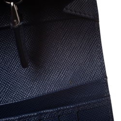 Prada Blue Saffiano Lux Leather Continental Wallet