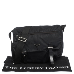 Pre Owned Prada Black Nylon and Leather Messenger Bag