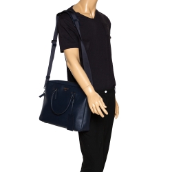 Prada Navy Blue Saffiano Lux Leather Briefcase