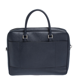 Prada Navy Blue Saffiano Lux Leather Briefcase