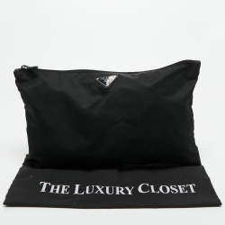 Prada Black Nylon and Leather Logo Slim Pouch 
