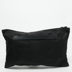 Prada Black Nylon and Leather Logo Slim Pouch 