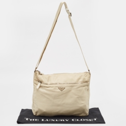 Prada Light Beige Nylon Messenger Bag
