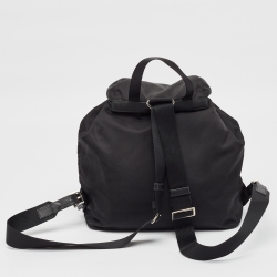Prada Black Nylon Double Pocket Drawstring Backpack