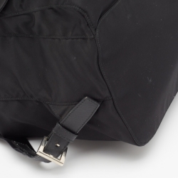 Prada Black Nylon Double Pocket Drawstring Backpack